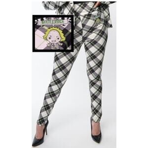 Unique Vintage x Beetlejuice Plaid Cigarette Pants Size 5X Women's Black Green